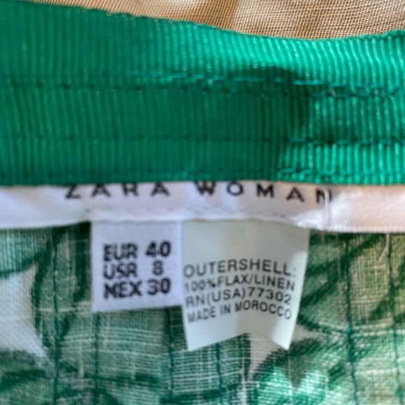 Zara Green/White Linen Skirt - Picture 5 of 5